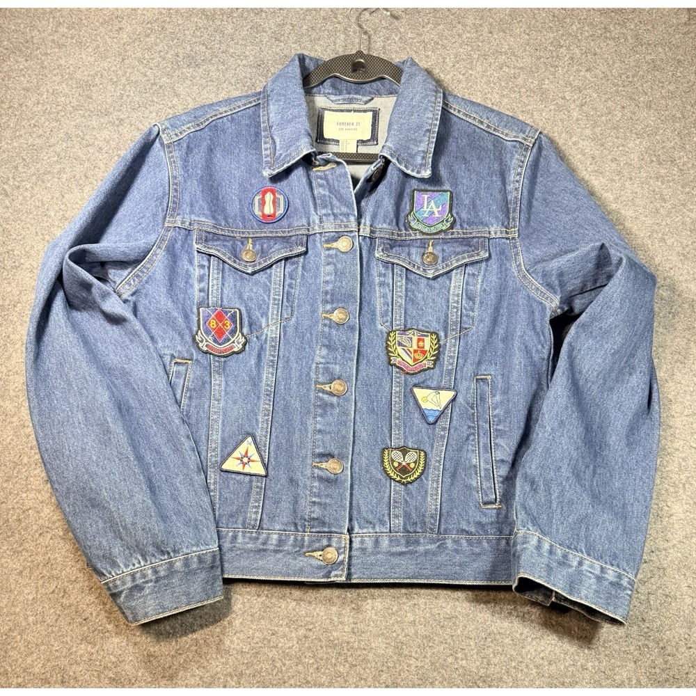 Forever 21 Patchwork‎ Embroidered Denim Jacket Small